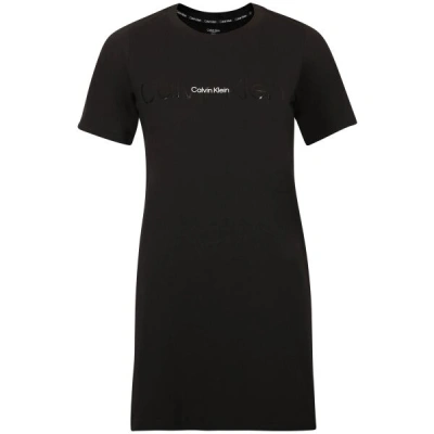 Calvin Klein EMBOSSED ICON LOUNGE-S/S NIGHSHIRT Dámské šaty, černá, velikost