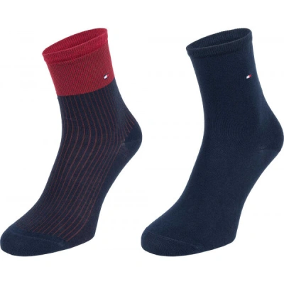 Tommy Hilfiger WOMEN 2P TENCEL SHORT SOCK COLORBLOCK Dámské ponožky, tmavě modrá, velikost