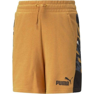 Puma ESSENTIALS+CAMO SHORTS TR B DESERT CLAY Dětské sportovní šortky, oranžová, velikost