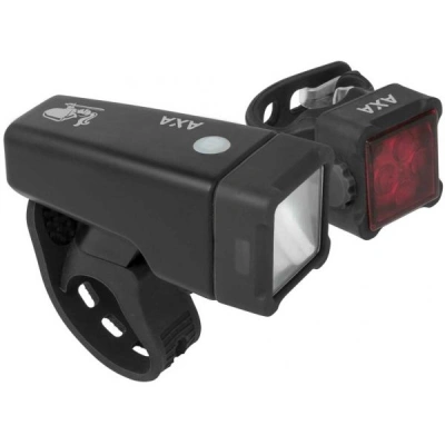 AXA NITELINE T4-R Set předního a zadního světla na kolo, černá, velikost